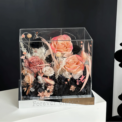 LULU ROSÉE noir blush acrylic box in an elegant living room