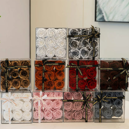 LULU ROSÉE assorted small square box colors arranged on the floor