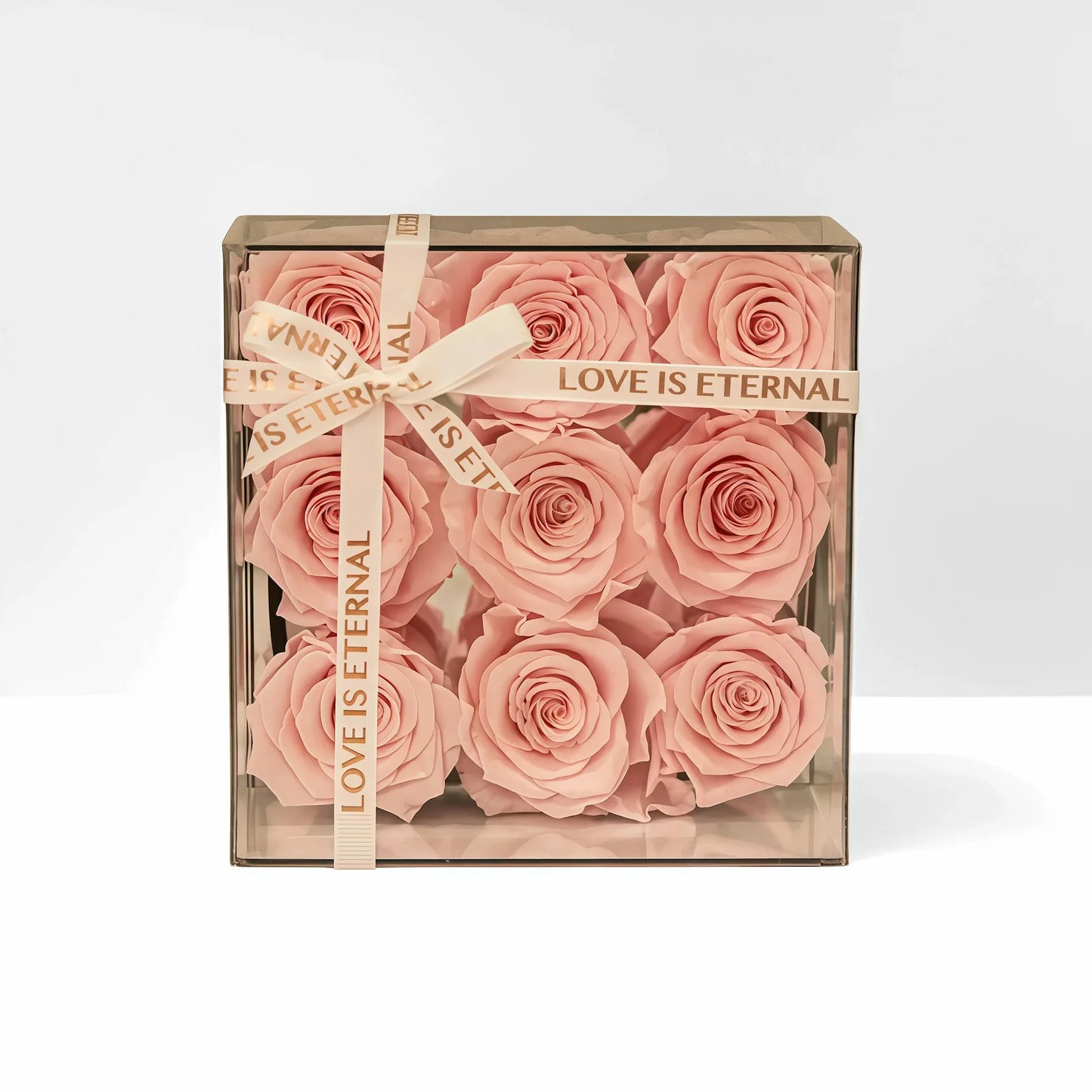 LULU ROSÉE small square box light pink roses on white background
